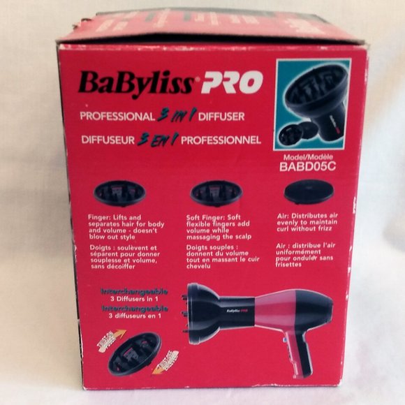 Babyliss Pro-Interchangeable 3 in 1 Diffuser-Universal Fit-Model BABD05C - Picture 8 of 13